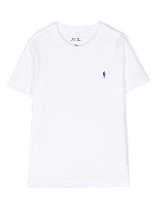 T-shirt bambino Ralph Lauren bianca con pony ricamato RALPH LAUREN KIDS | 832904035